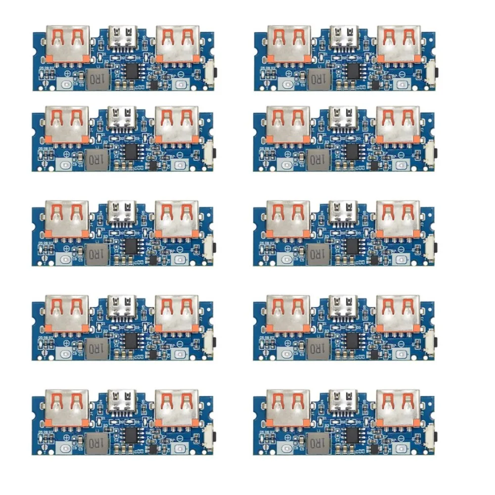 10pcs Lithium Battery Charging Board Power Bank Mainboard With LED Indicator High Current Capacity Efficient Power Management
