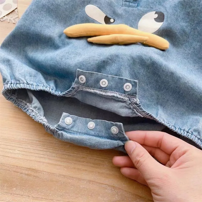 Denim Baby Sommer Overalls Cartoon Enten bär Kleinkind Stram pler für Mädchen Jungen Kleidung Baby Outfit Kinder Stram pler Baby einteilig