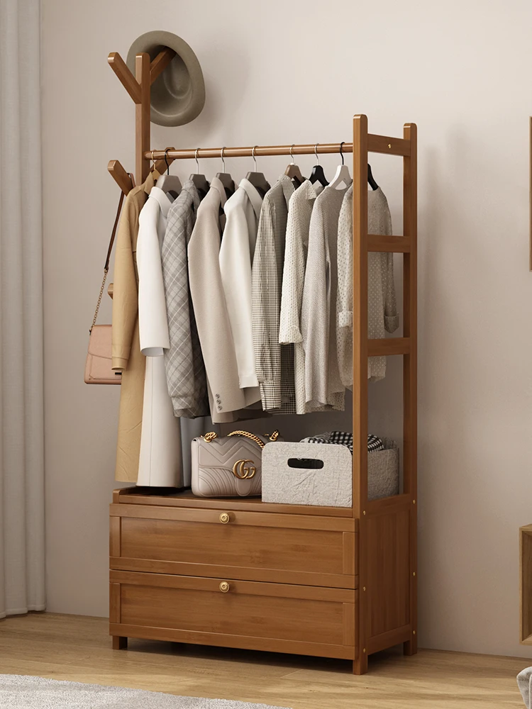 Clothes hanger Household floor-to-floor bedroom coat rack with lockers Simple room clothes rack