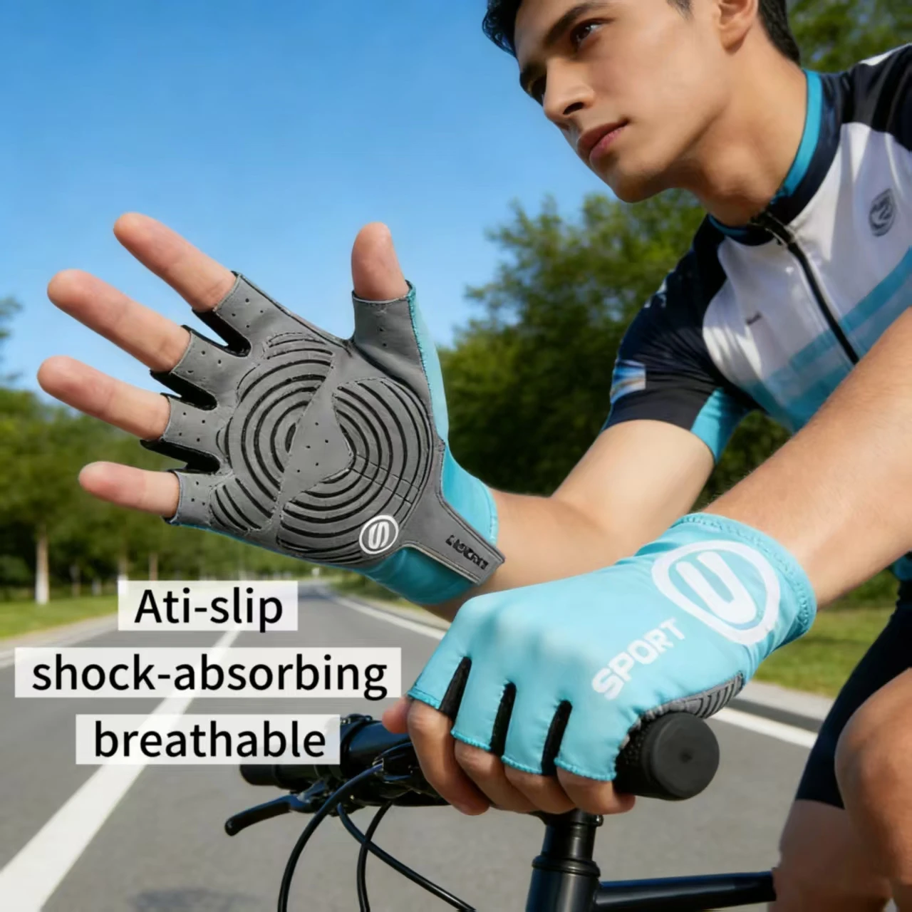 

Cycling Gloves,Anti-Slip 5mm Padded Biking Gloves for Men Women Shock-Absorbing Summer Breathable for Road Bicycle Commuting