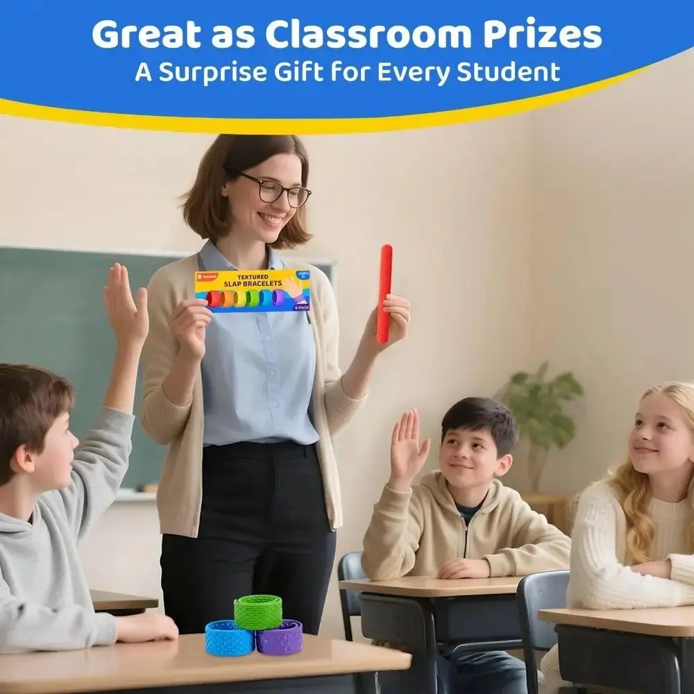 6 قطعة الأيدي التصفيق دائرة سيليكون صفعة أساور يمكن ارتداؤها تصميم باتيد أساور الحسية محكم الأساور متعة المحمولة