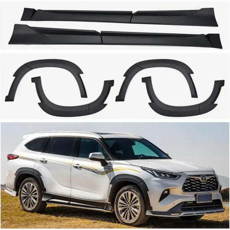 For Toyota Highlander 2021 2022 2023 Side Panels Body Skirts Kit lip Wheel Brow Cover