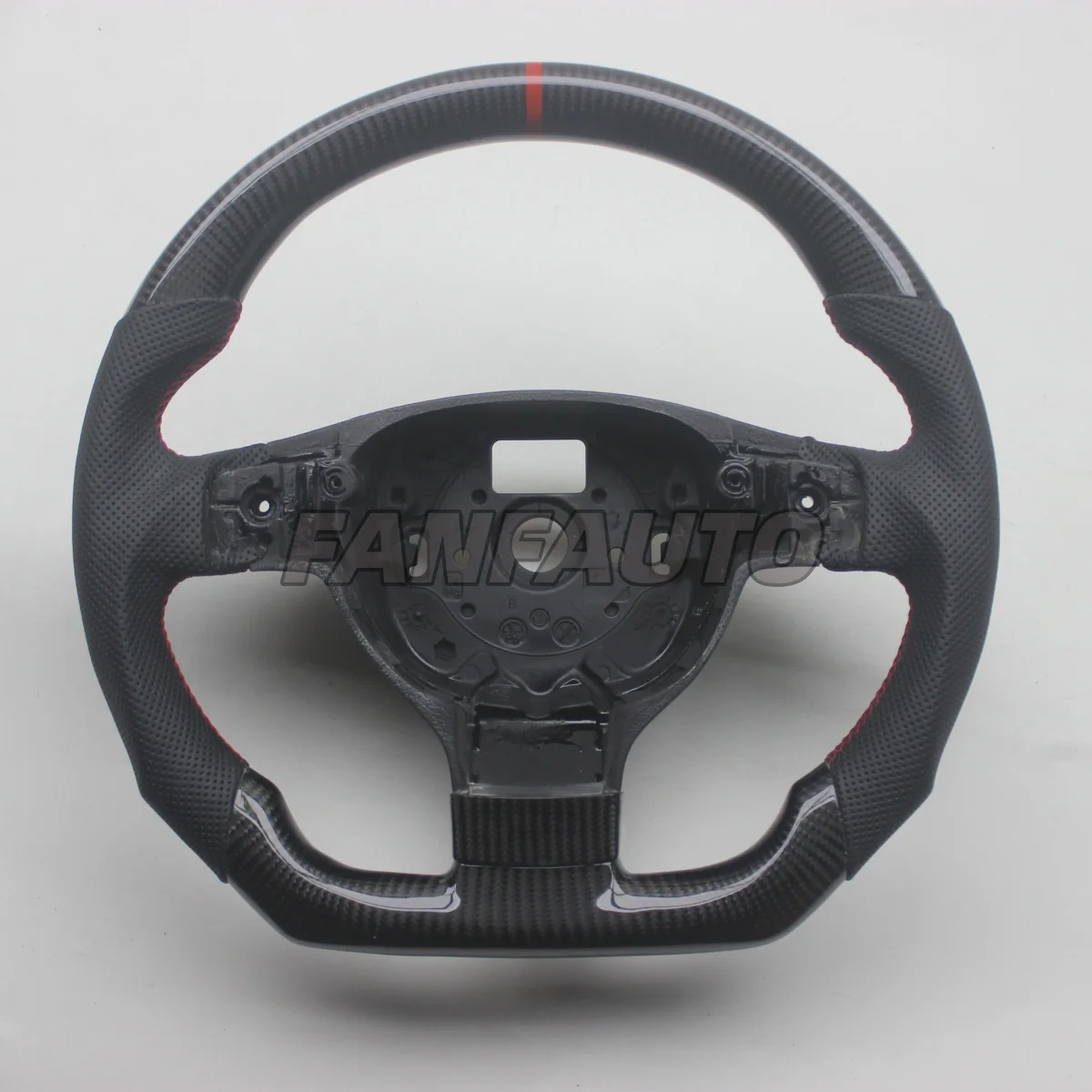 Vervanging Real Carbon Fiber Stuurwiel met Leer voor VW Volkswagen Jetta Mk5 Golf5 GTI R32 EOS Passat B6 Bora Caddy