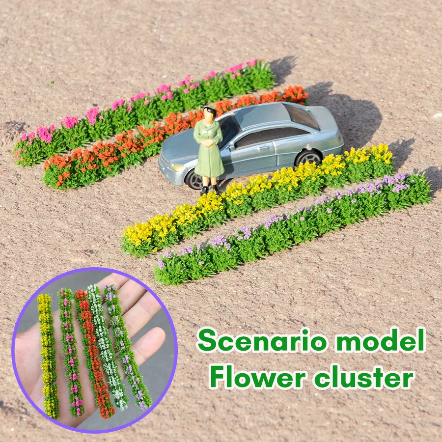 Miniature Shrub Strip Green Belt Model Grass Tuft Micro Flower Cluster Landscape Garden Decoration DIY Building Materials 1Pcs