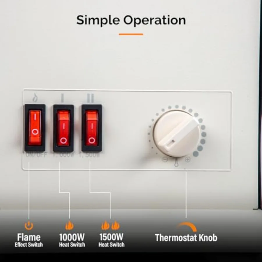 1500 واط موقد كهربائي سخان الفضاء 22.4 ''H المحمولة قائما بذاته مع مقبض التحكم ثلاثية الأبعاد تأثير لهب واقعي ارتفاع درجة الحرارة