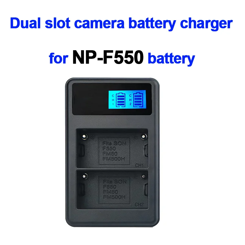 NP-F550 Dual LCD Battery Charger For Sony NP-F970 F960 F770 F570 CCD-SC55 TR1 TR516 TR716 TR818 TR910 TR917 TR940
