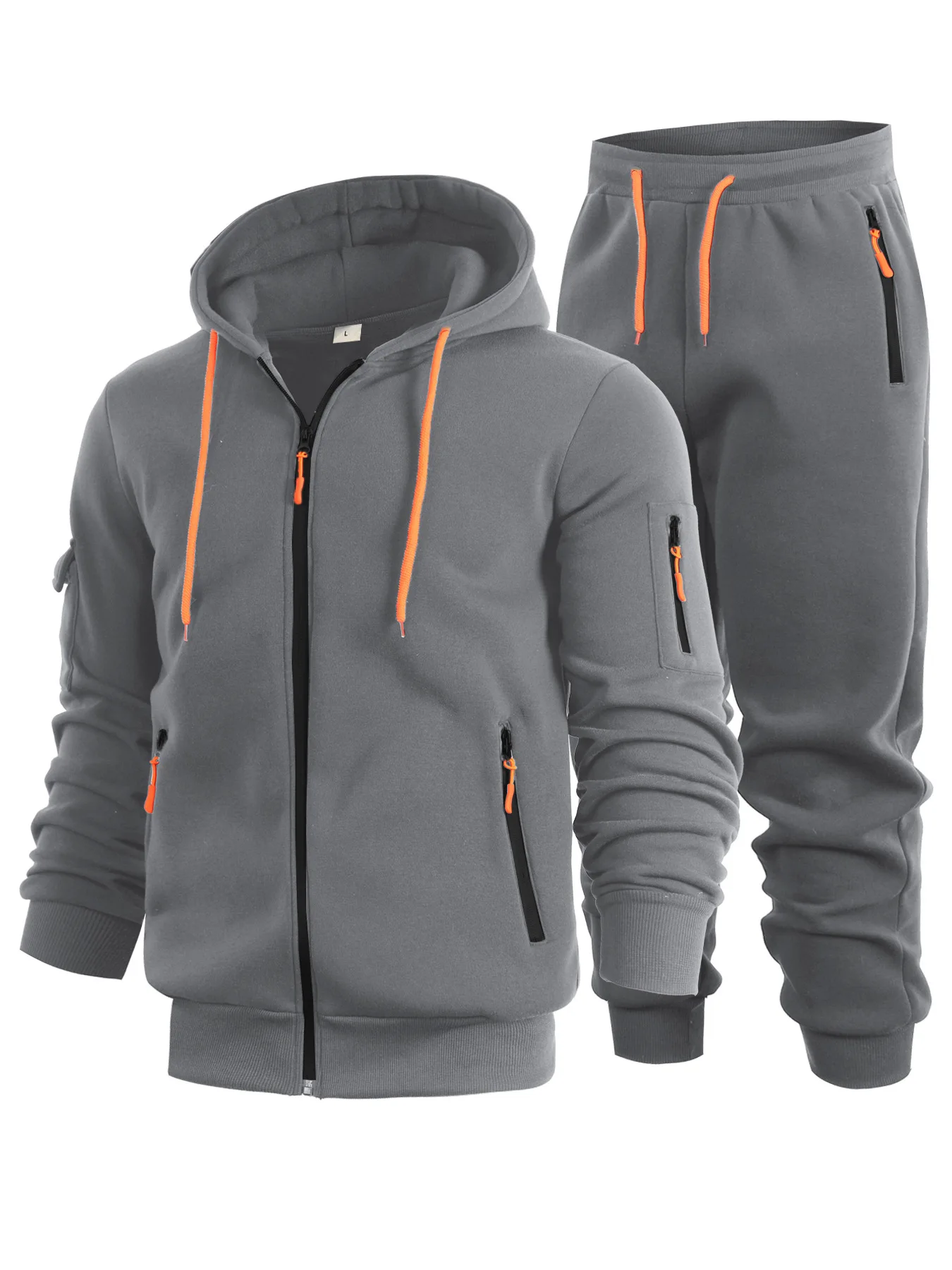 New Men's Hoodie Set Two-Piece Color Block Hooded Zipper Jacket  Sports Set Fashion outdoor activities Comfortable clothing