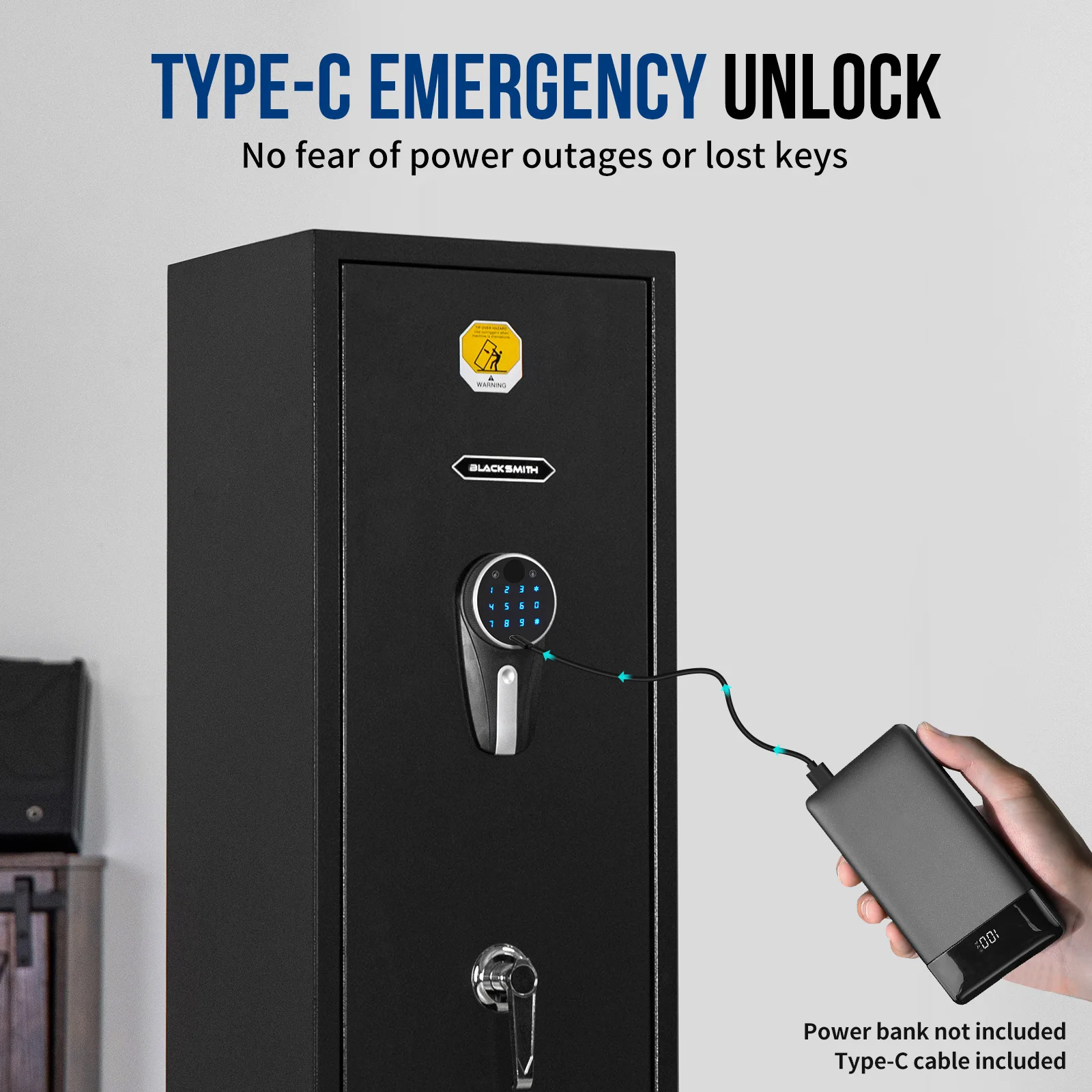 BlackSmith SE0106 Rifle Safe for Home Quick Access Long Gun Rifle Safe with Digital Keypad and Key Unlock Rifle Gun Safe