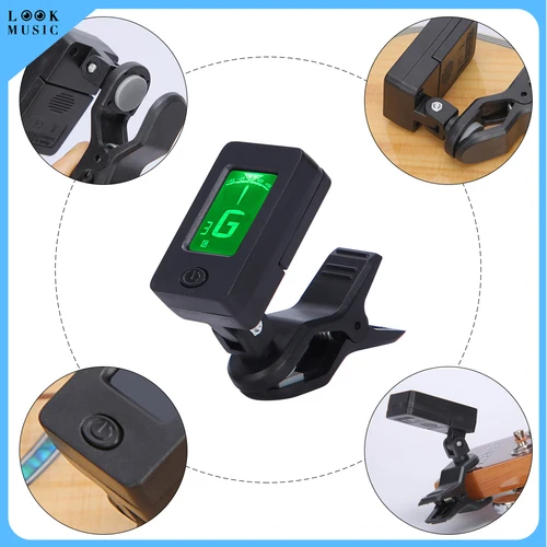 Afinador de guitarra cromática Digital, sintonizador eléctrico con Clip, pantalla LCD, sintonizador de luz para guitarra acústica y eléctrica, bajo, violín, ukelele