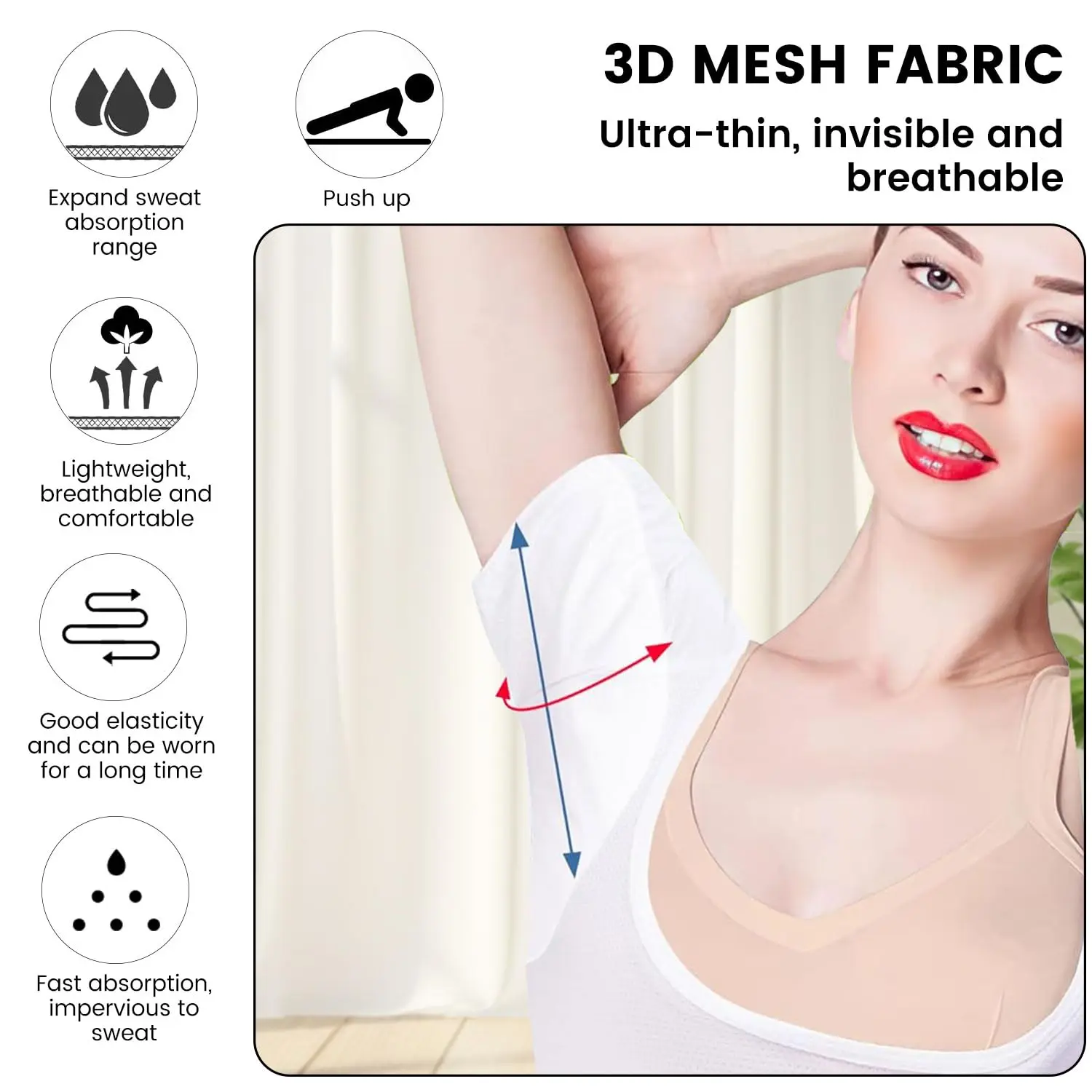 New Underarm T-shirt Shape Sweat Absorption Pads Vest Breathable Washable Sweat Absorbing Anti-Sweat Stain Milk Silk Ladies Tops