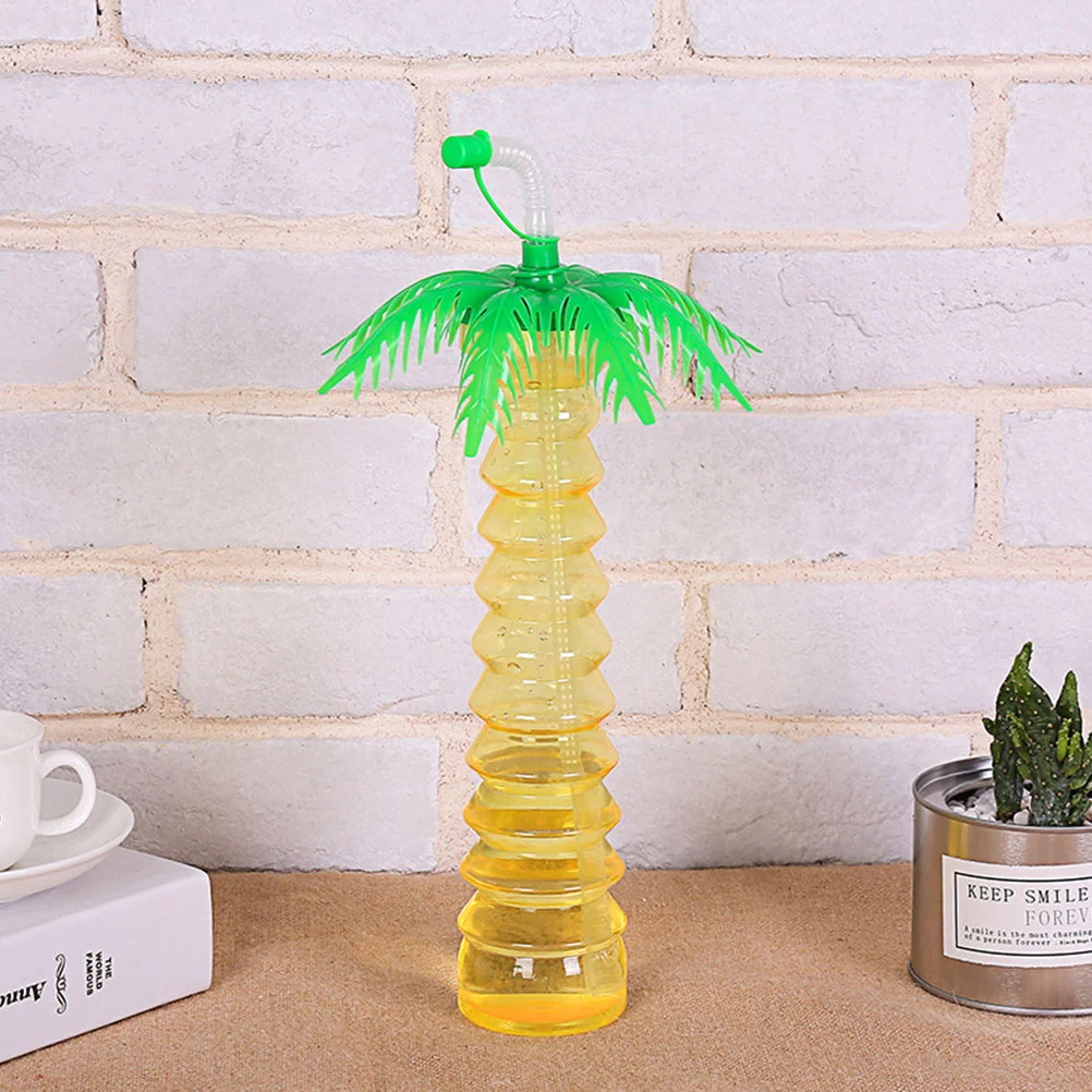 

5 Pcs Cup Coconut Tree Drinking Cups Tropical Shaped Straw Sippy Water Bottle with Travel Camping The Pet