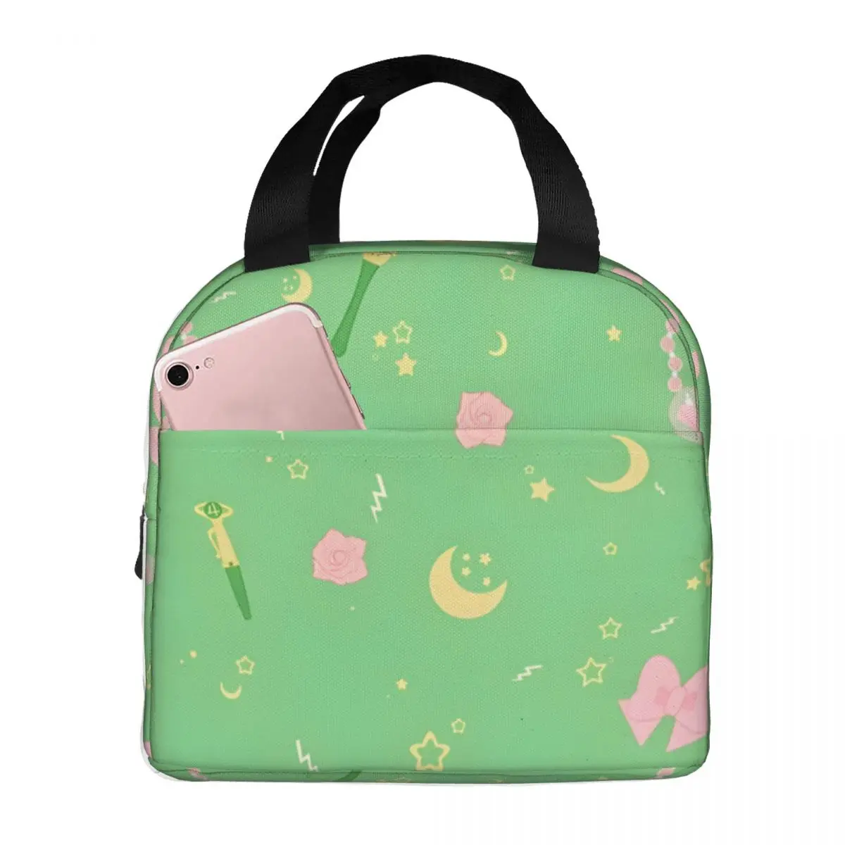 Casual Lunch Bag Magical Girl Jupiter Pattern Zipper Closure S-Sailor Moon Work Bento Box Students