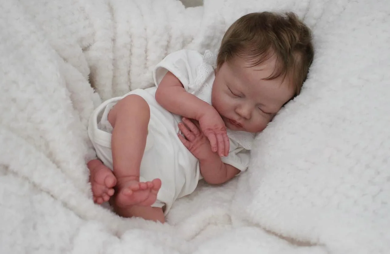 NPK 18 Zoll Neugeborene Babypuppe Reborn Deliah Weicher Kuschelkörper Lebensechte 3D-Haut mit sichtbaren Adern Hochwertige handgefertigte Puppe