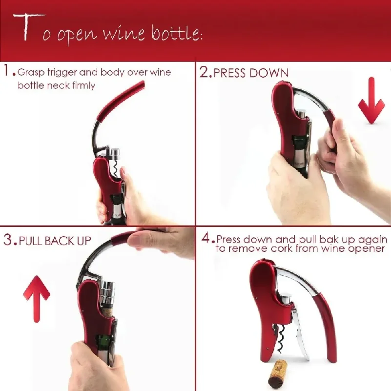 Professional Stainless Steel Wine Opener Waiters Corkscrew Leather Case Beer Bottle Opener And Foil Cutter Gift For Wine Lover view 2