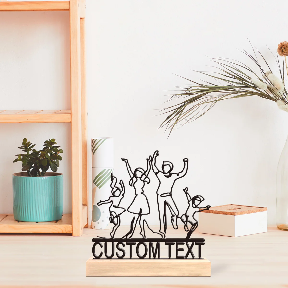 1pc Metal Desktop Decoration Customizable Content Equipped with A Wooden Base Home and Office Decorations,Christmas Gifts
