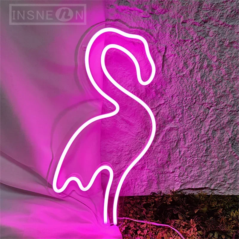 Flamingo LED Neon Sign Pink Uniwersalne światło neonowe do pokoju Sypialnia Wiszące dekoracyjne światło do pokoju wewnętrznego Prezenty ślubne