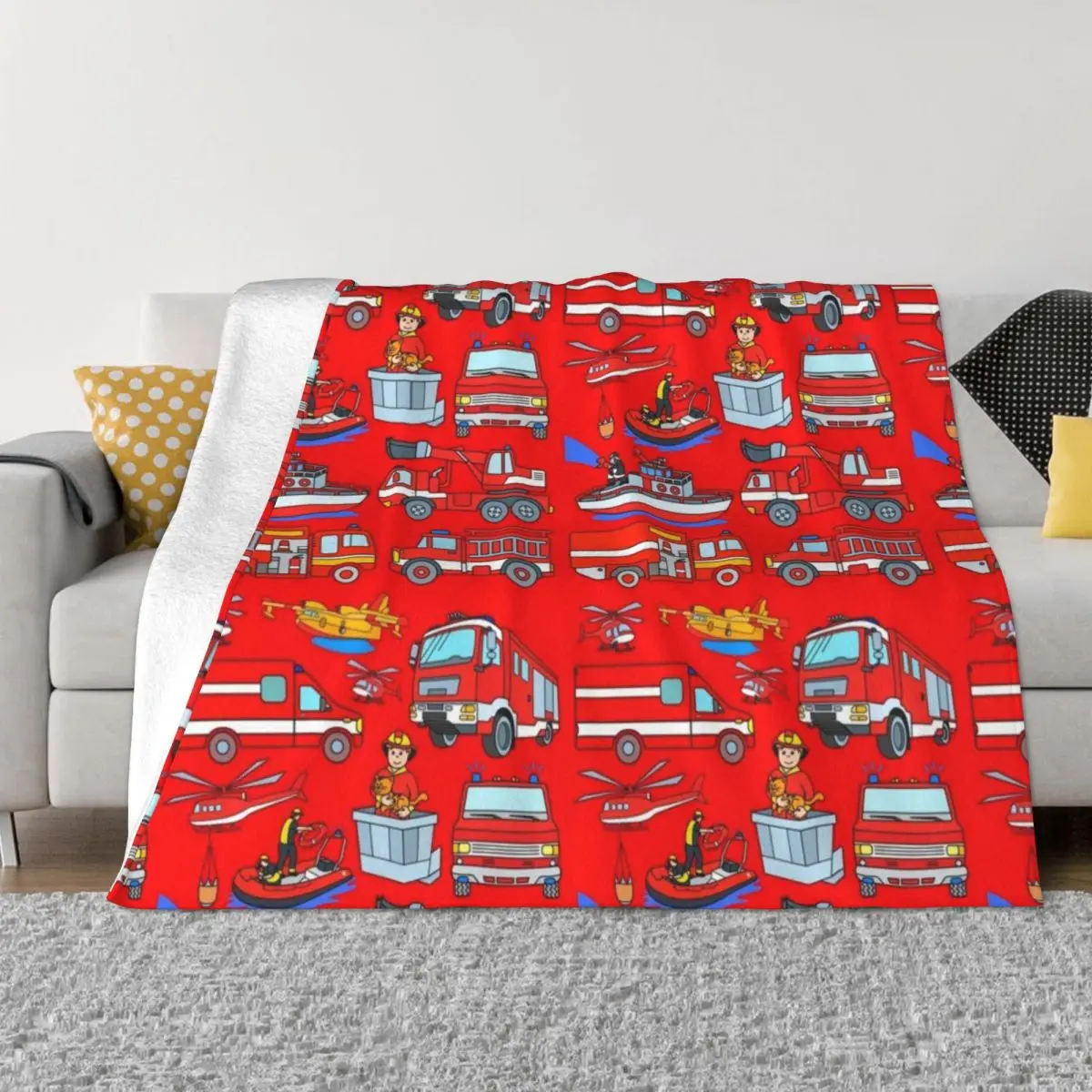 Fire Trucks for Kids Throw Blanket Vintage For Baby funny gift Blankets