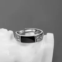 925 Sterling Silver Men's Ring High Quality Luxury black Gem For Men Wedding Fine Jewelry Accessories Party Gifts 3