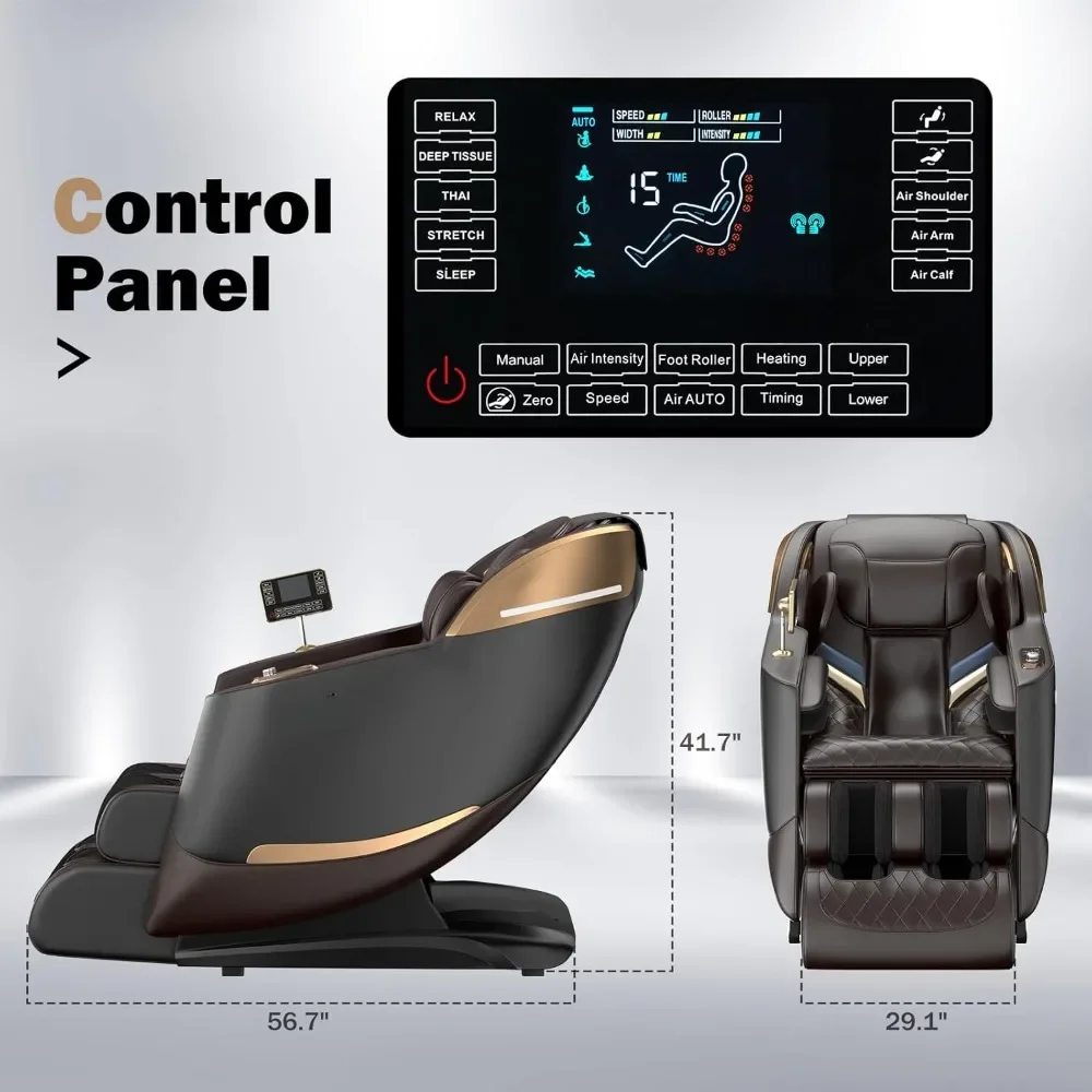 Zero Gravity SL-Track Shiatsu Massage Recliner Chair with Body Scan, Airbags, Foot Rollers, Deep Yoga Stretch, Heating