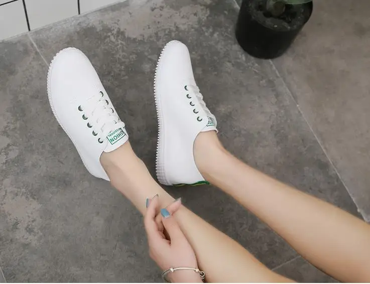 New spring tenis feminino lace-up white shoes woman PU Leather solid color female shoes casual women shoes sneakers