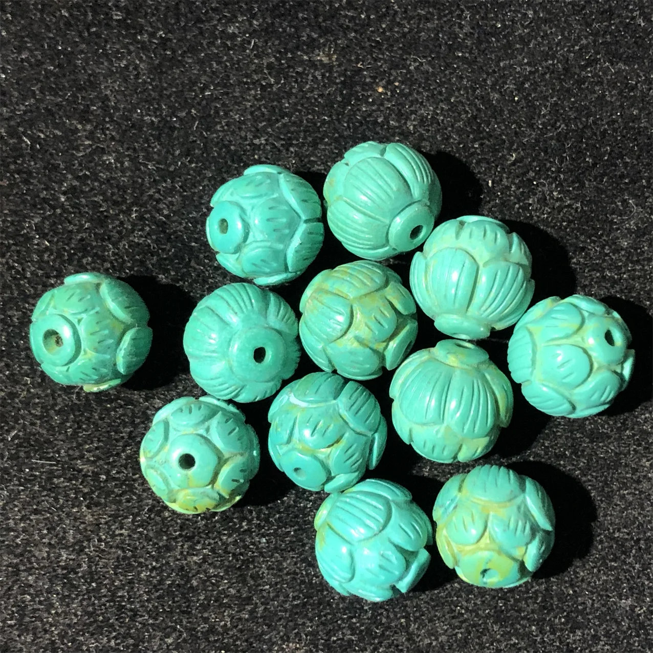 

10pcs/lot Bijoux charms abalorios jewelry making Turquoise carved lotus beads DIY hand beaded bracelet gemstone loose beads