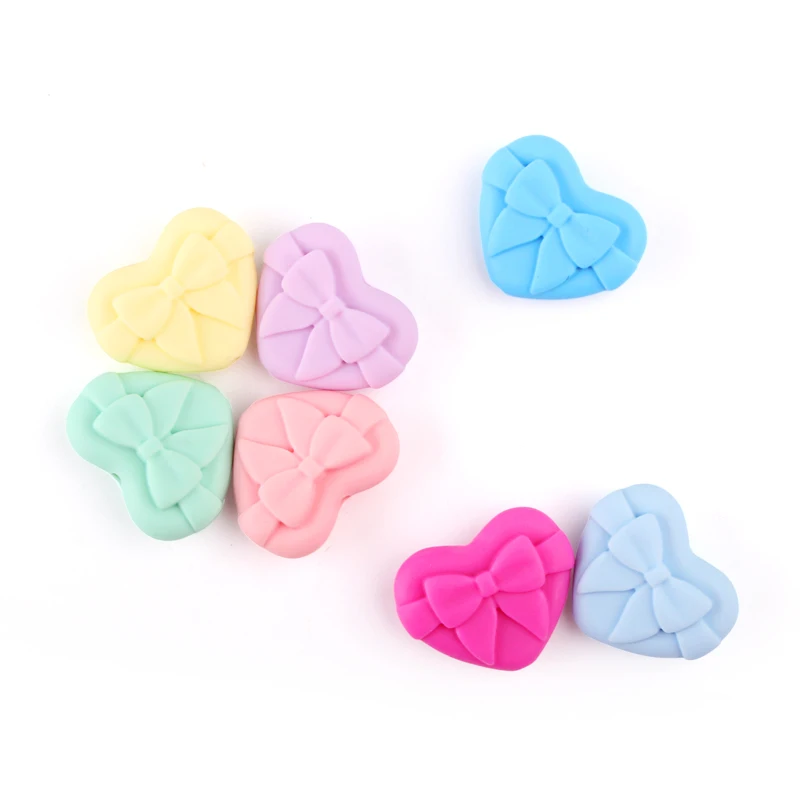 5/10/20Pcs Bowknot Heart Silicone Beads Loose Focal Beads For Jewelry Making DIY Beaded Pen Keychain Bag Accessories