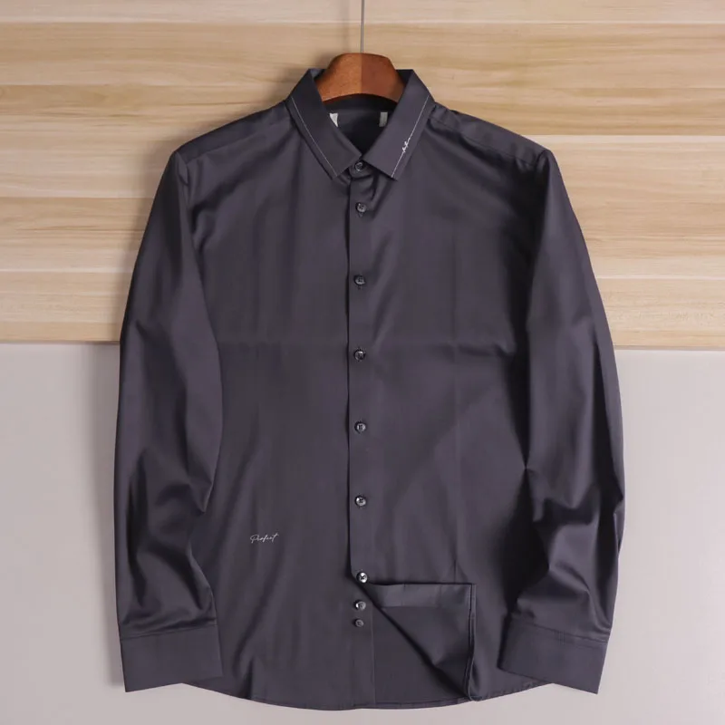 

Slim Fit Long Sve irt Soft Skin-Friendly Thin Tech Fabric Anti-Wrinkle Qui-Drng Youthful Looking Busin Casual irt