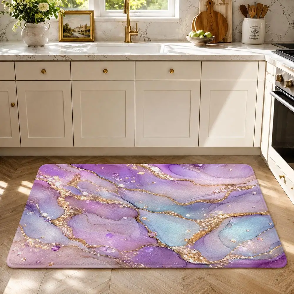 Gold Geode Fluid Art Background Floor Mat Flannel Rug Soft Non Slip Washable Door Mat For Bathroom Bedroom Kitchen Home Decor