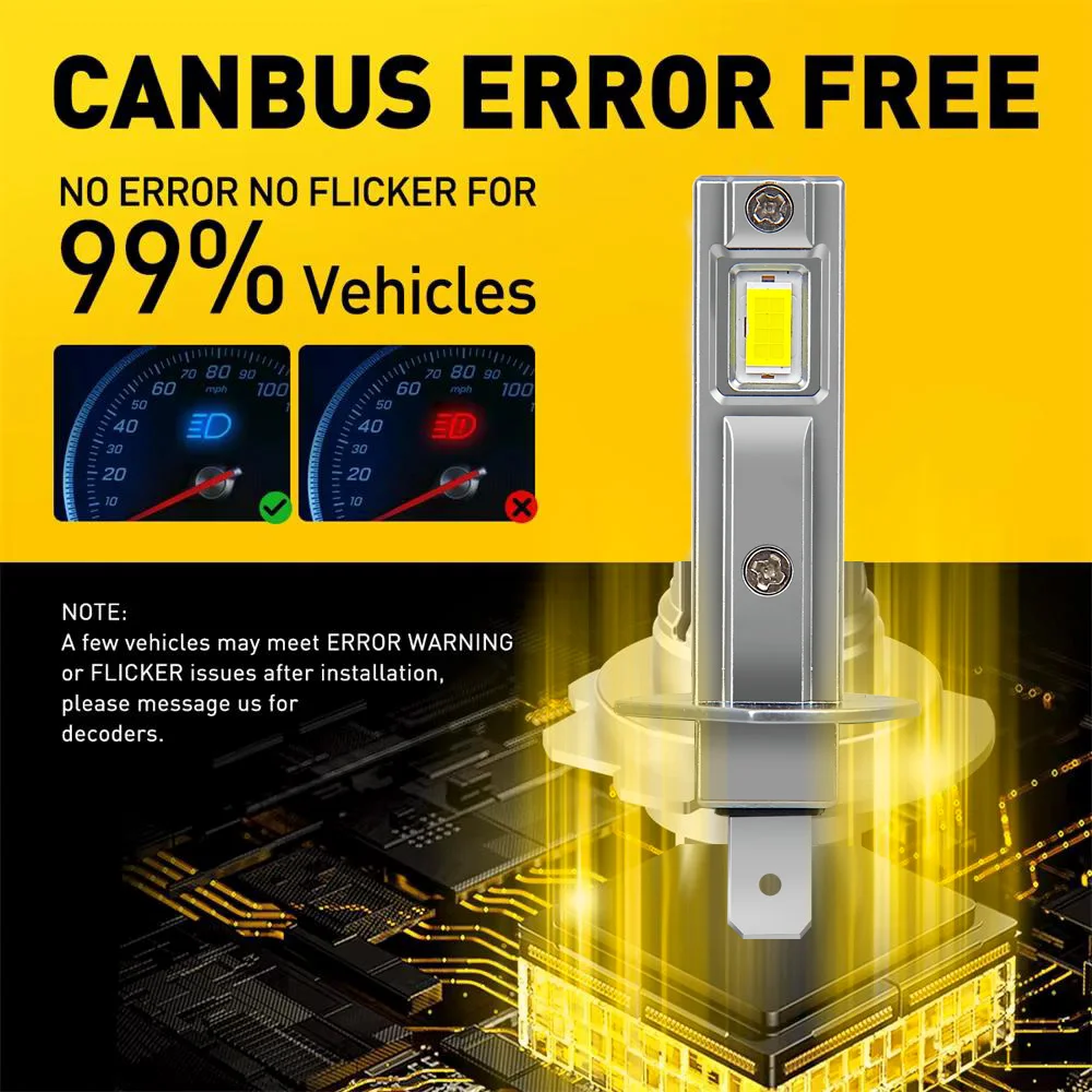 2pcs High Power H1 LED Headlight Bulbs Powerful No Adapter Required Car Moto Fog Lamp 12v 100W For Hyundai Sonata V NF 2006~2010 view 3