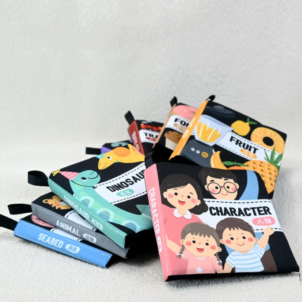 Livre en tissu PET pour bébé de 0 à 6 ans, livre en tissu cognitif coloré, formation à l'éveil, Puzzle, jouet, livres d'illustration de dessin animé