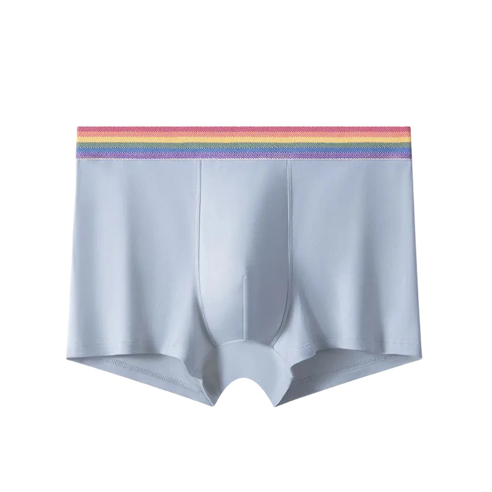 メンズコットンソフトボクサーパンツ - U凸ポーチ付きミッドウエストトランクス、速乾性と快適な下着