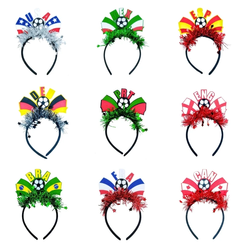 

340D Exciting 2026 Fan Collection Headbands Set Of 6pcs Headdress Soccer Theme Soft Fabric And Secure Headwear