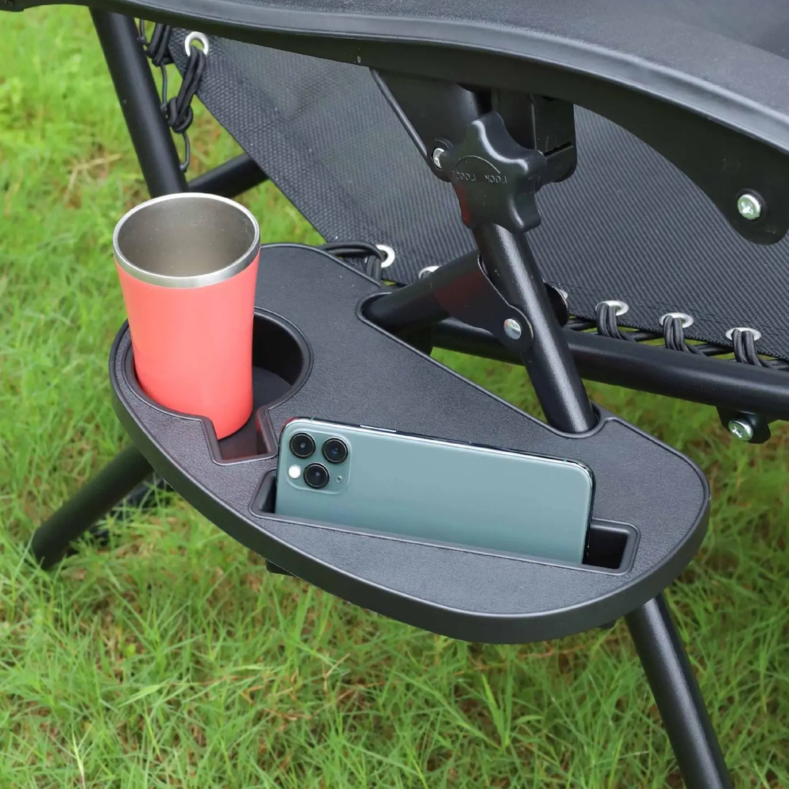 Lawn Chair Cup Holder Non-Slip Space-Saving Table Attachment Lawn Chair Side Table Tray For Outdoor Travel Garden Yard Patio