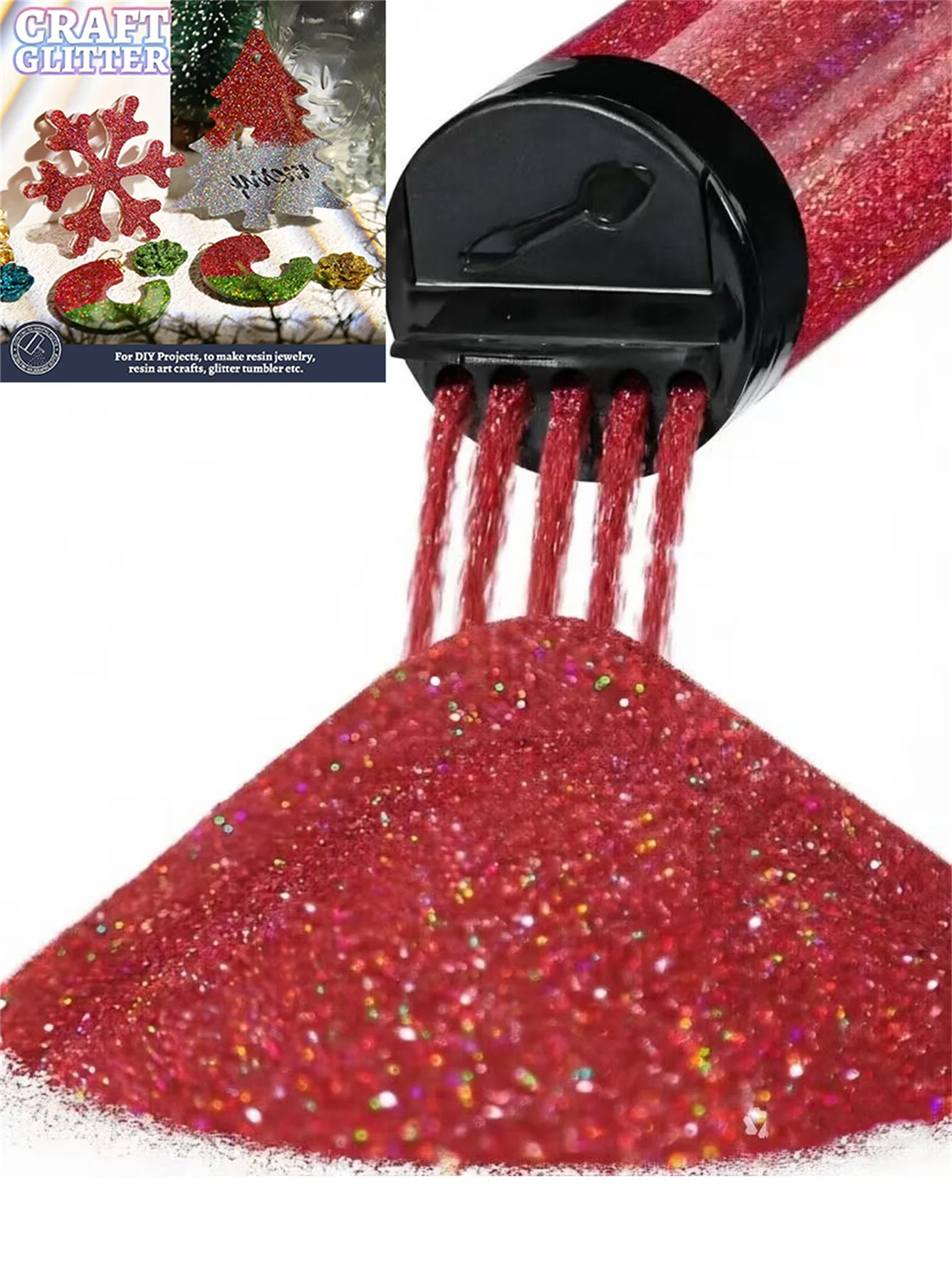 120ML Nagelglitzerpulver, Holographischer Ultrafeiner Glitzer, 1/128" Harzglitzerpulver, Metallisch Schillernder Glitzer für Bastelarbeiten