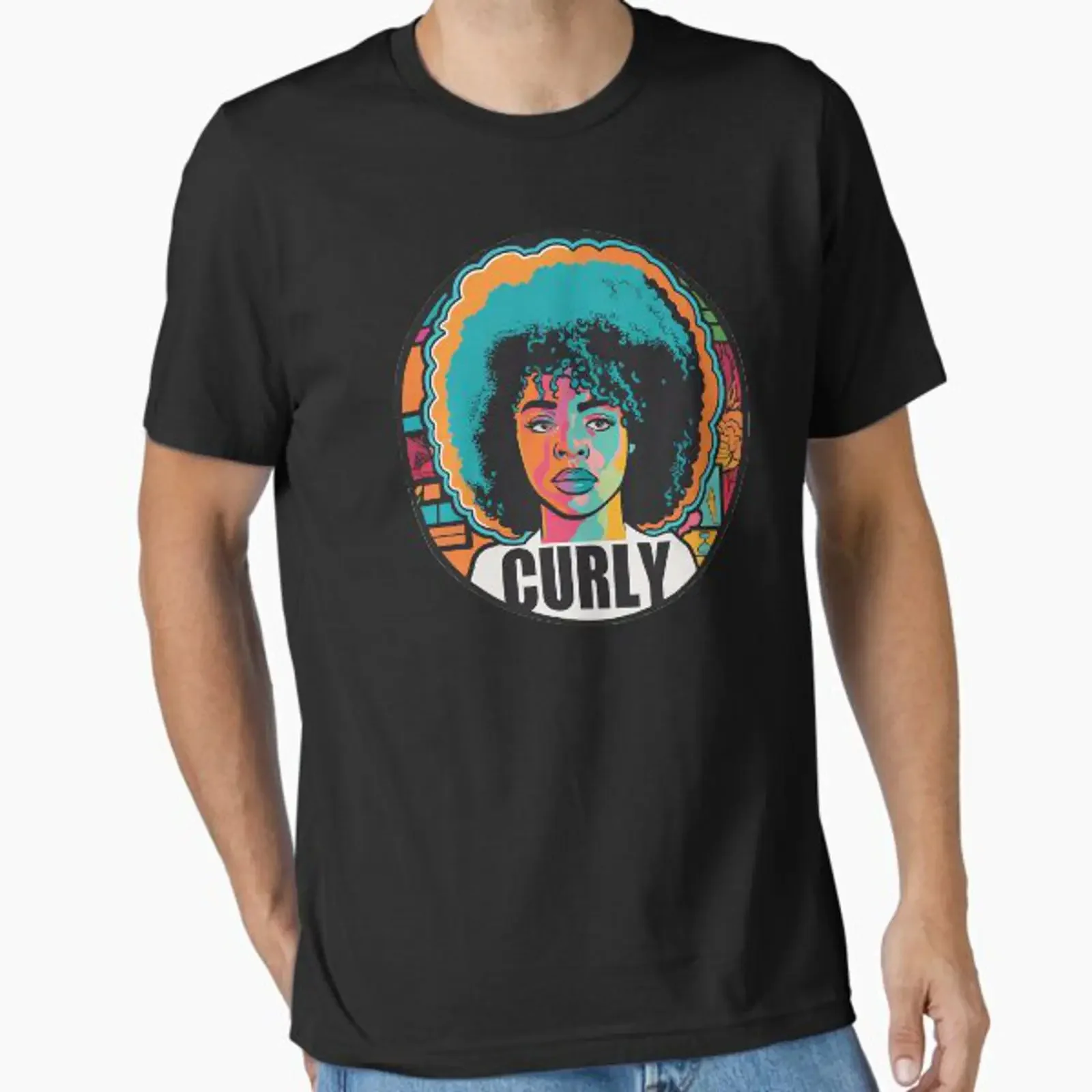 Curly Girl designed and sold by teesandlove vintage Washed Soft Stretched Unisex Slightly fashion homme Stylish Breathable