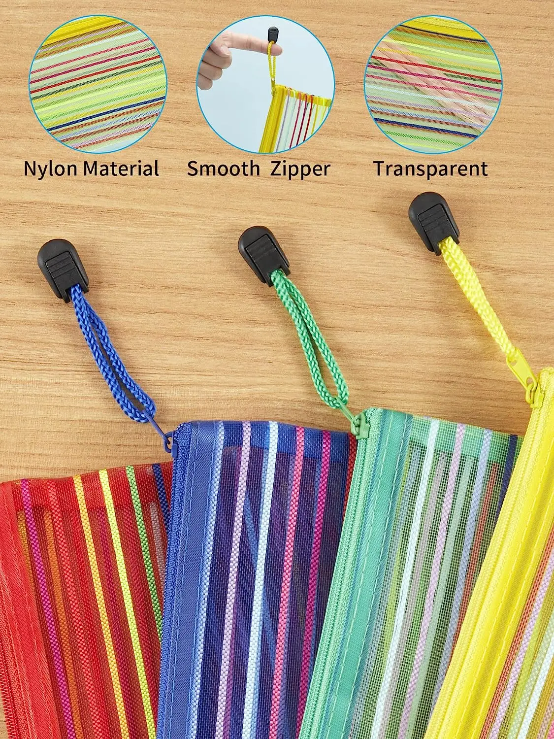 10 Pack Rits Mesh Zakje, Rits Tas Multifunctionele Reistassen Voor School Kantoorbenodigdheden Cosmetica Reisaccessoires