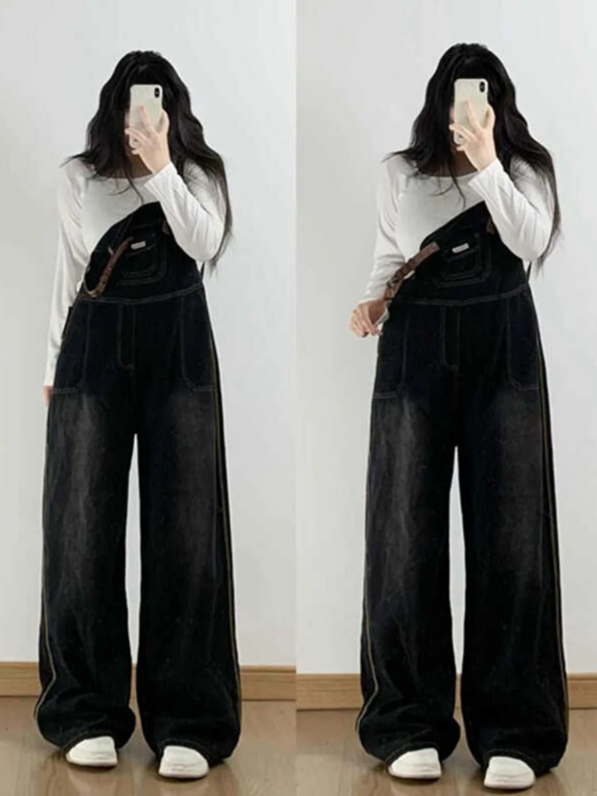 

Женские джинсовые комбинезоны больших размеров с широкими штанинами, рабочая одежда, высокая талия, хлопковая смесь, удобные облегающие брюки, модные повседневные