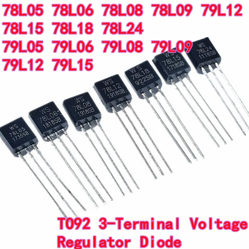 10PCS TO92 3-Terminal Voltage Regulator Diode Through-Hole 78 Series 78L05 78L06 78L08 79 Series 79L12 L09 L10 L15 L18 L24