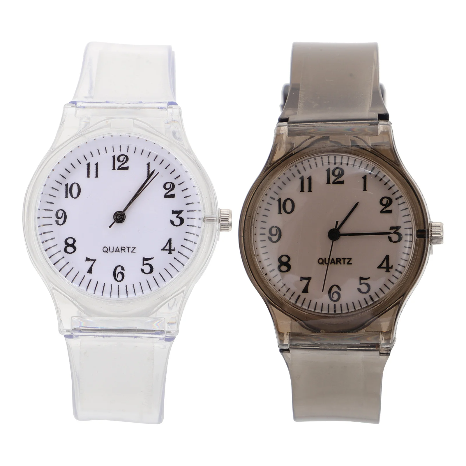 2 pçs relógio de pulso plástico à prova dwaterproof água elegante durável moda presente para estudantes relógios exercício