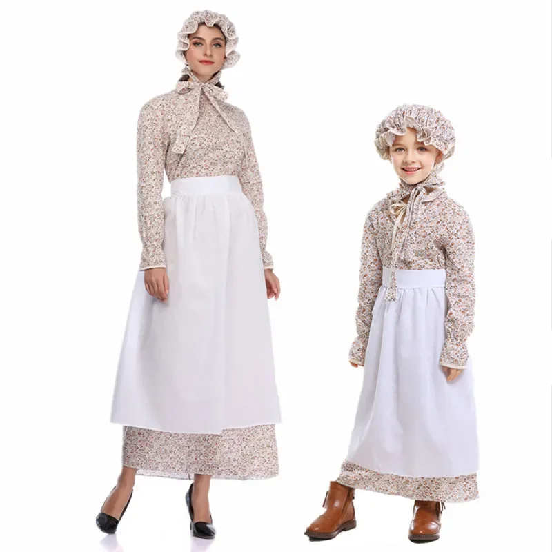 Parent-child Wolf Grandma Costume Halloween Fairy Tale Theme Party Women And Girl Cosplay Idyllic Farm Maid Performance Clothing