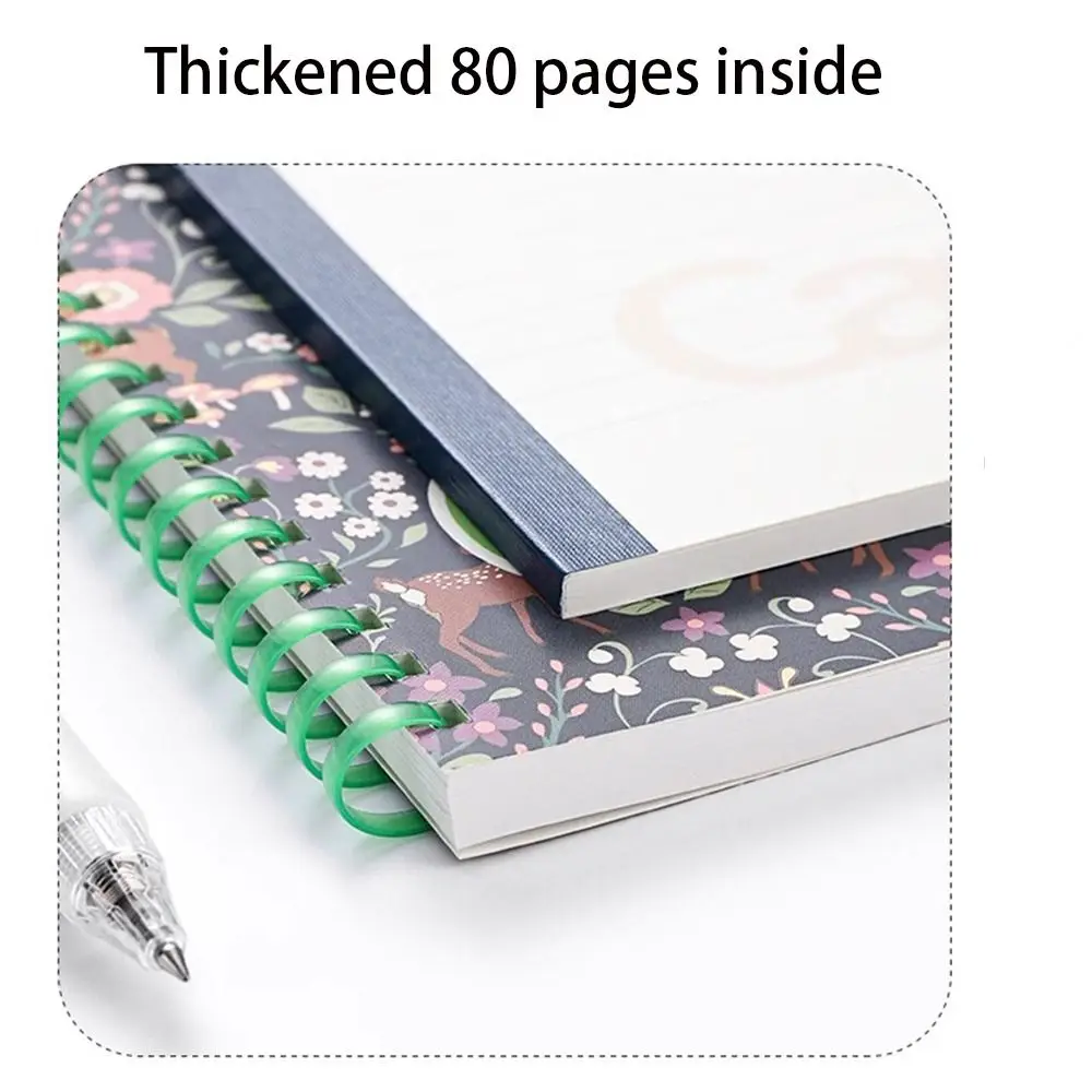 

A5/B5 Soft Coil Notebooks 160 Pages Floral Print Student Class Notebooks Multifunction Thick Paper 180° Lay-Flat Notepad
