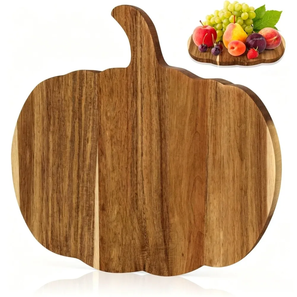 1pcs Halloween Pumpkin Shaped Cutting Board Wood Pizza Steak Bread Board for Vegetables Carving Meat Food Prep Countertop Hotel