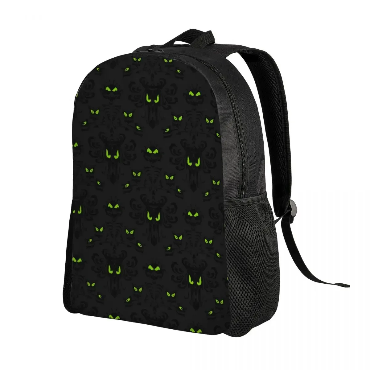 Custom Happy Haunted Backpacks Men Women Basic Bookbag for School College Halloween Ghost Mansion Bags