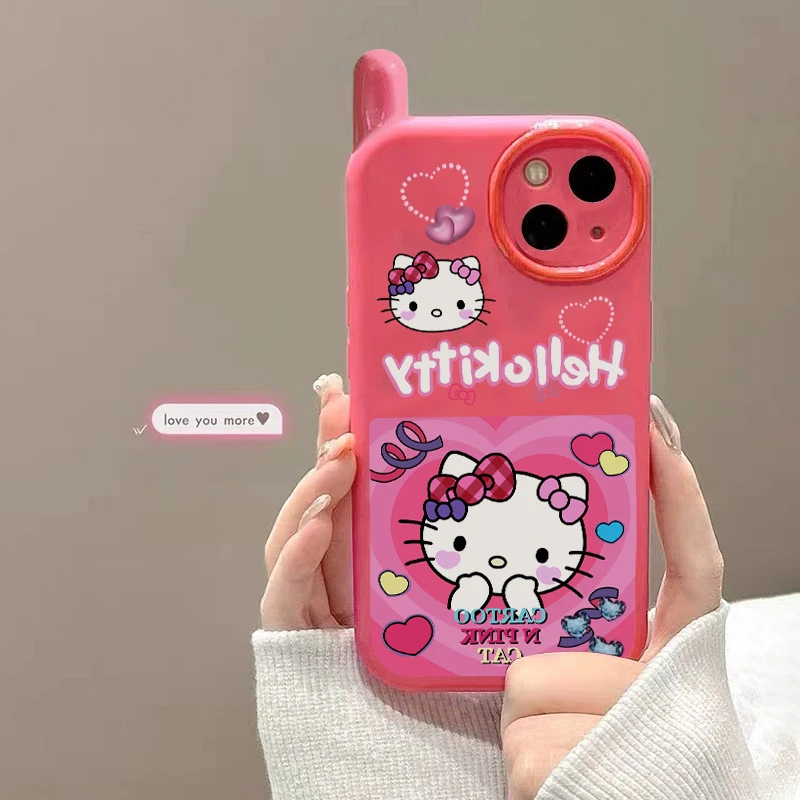 Etui na telefon Sanrio Hello Kitty Kawaii do iPhone 15 14 13 12 11 Pro Max 7 8 Plus XR XS MAX Shy Y2K Lovely Cute Girl Soft Cover