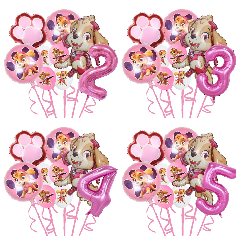 Paw Patrol Pink Girls Birthday Party Decorations Skye Paw Balloon Disposable Tableware Backdrop Kids Baby Shower Gifts Supplies