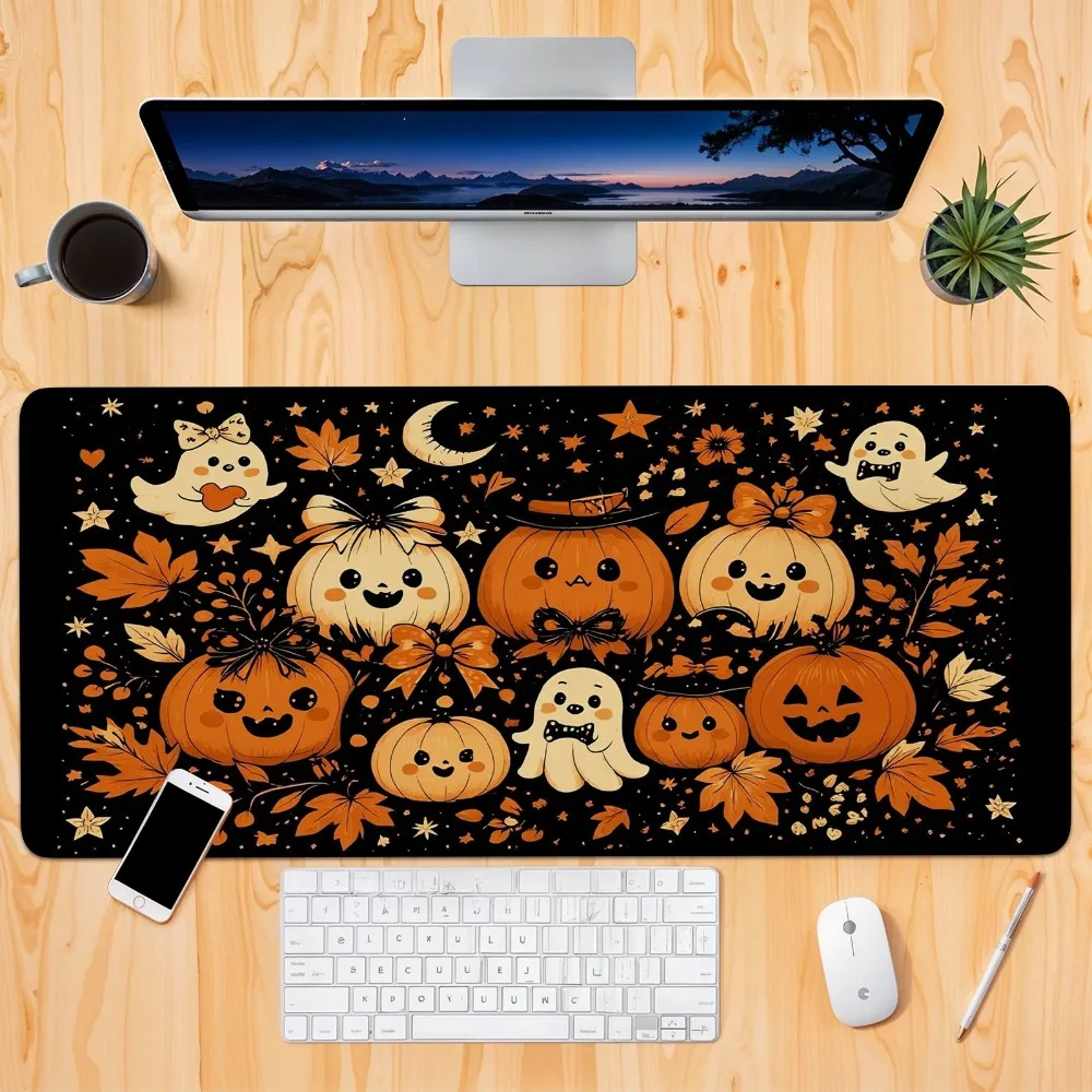 Halloween pumpkins and ghostly mouse pads with cute cartoon designs, featuring a festive seasonal theme pc accessories