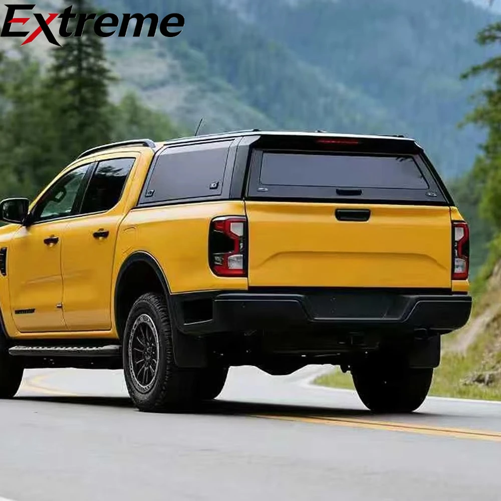 Ex:Waterproof Aluminum Alloy Steel Pickup Hardtop Topper Camper Truck Canopy with Rack for BYD Shark 6 Range F150 Tacoma NP300