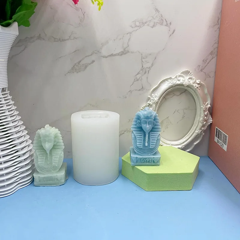 Cleopatra Pharaoh Aromatherapy Candle Silicone Mold DIY Diffuse Gypsum Crystal Glue Desktop Decoration Mold