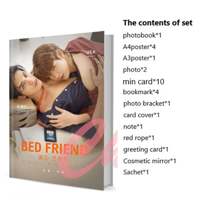 Thai BL Drama Bed Friend Series Uea King NetJames Net James Photobook Set With Poster Photo Bookmark Calendar