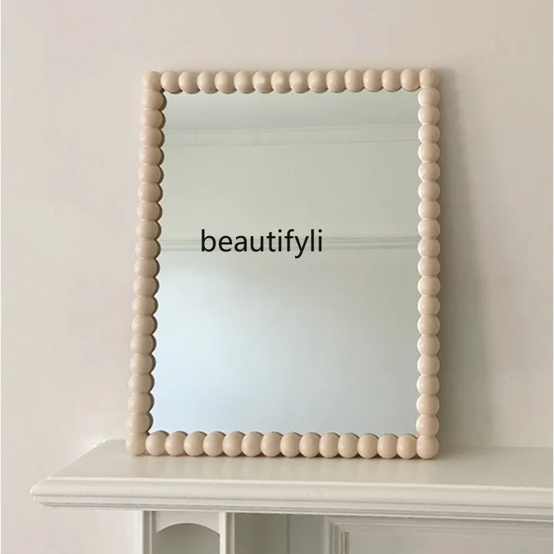

French retro cream style bathroom wall hanging vanity mirror rectangular bathroom vanity mirror wall hanging